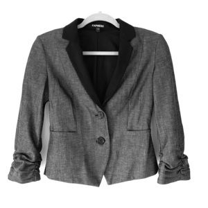 Women’s Suit Jacket S-0, Dark Heather-Grey & Black